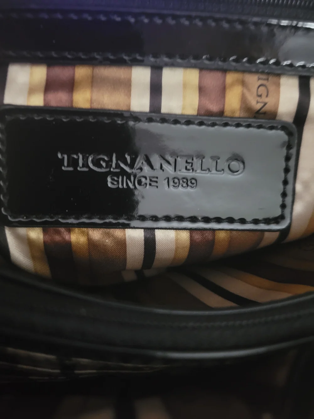 Tignanello Blush Leather and Black Patent Dome Satchel with Matching Wallet